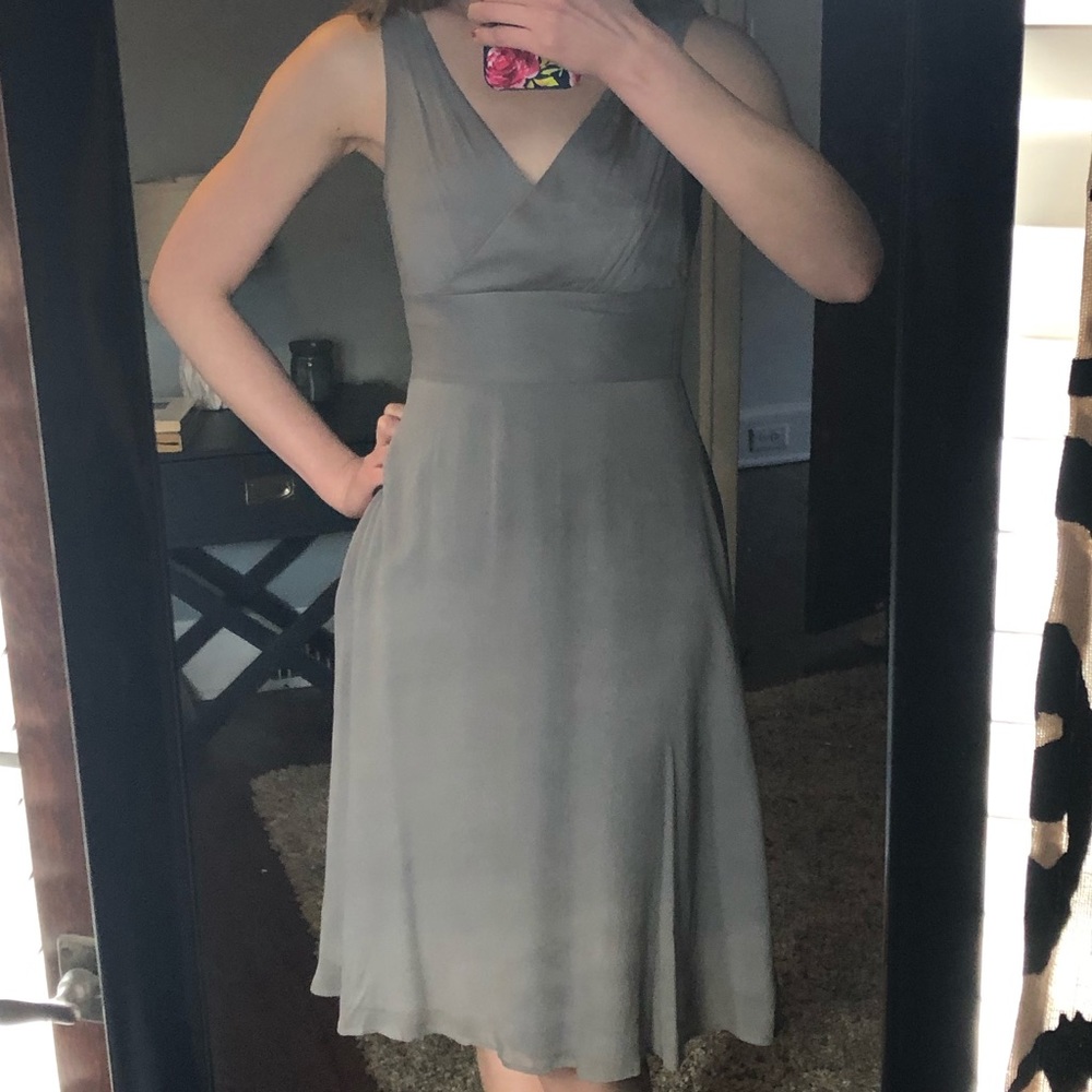 J Crew silk chiffon A-line grey dress
